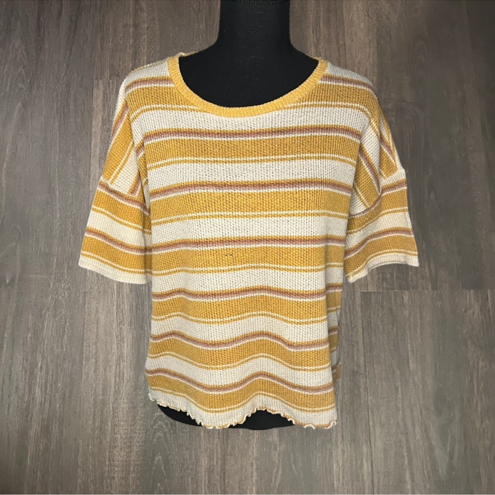 American Eagle Striped Waffle Knit‎ Tee – Women’s Size M